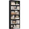 FirFurd Libreria Scaffale per Soggiorno, Libreria a 6 Ripiani,Scaffale Portaoggetti Porta Libri in Legno, Mobiletto Multiuso per Cucina, Ufficio, Studio 60x23,5x180cm (Nero)