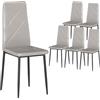 HOMCOM Set di 6 Sedie Sala da Pranzo in Finta Pelle, Sedie Cucina con Schienale Alto con Cuciture a Diamante e Gambe in Acciaio, Sedia Moderne per Cucina, Camera da Letto, Ufficio e Soggiorno, Grigio