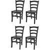 t m c s Tommychairs - Set 4 sedie Venezia per cucina bar e sala da pranzo, robusta struttura in legno di faggio color anilina nera e seduta in legno