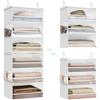 SONGMICS Organizer da appendere per armadio, 6 ripiani in tessuto, mensola separabile per armadio con tasche laterali, pieghevole, ganci in metallo e inserti in bambù, colore bianco nuvola URCH007W01