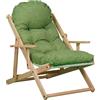 Liberoshopping poltrona sdraio pieghevole in legno con cuscino imbottito, reclinabile in 3 posizioni, richiudibile e pronta all'uso - ideale per giardino, terrazzo o veranda - made in italy (Pea Naturale)