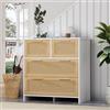 Easexcy Armadio in rattan con 4 cassetti di alta qualità, con manici in legno massiccio, adatto per camera da letto, soggiorno, sala da pranzo, corridoio, dimensioni: 80 x 80 x 38 cm (naturale + bianco)