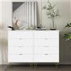 UEV Set di 2 Cassettiera 4 Cassetti con Motivo a Linea, 34x120x91cm,Bianco