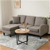 Lexiou Divano angolare a forma di L con chaise longue - Divano a 3 posti, 185 x 118 x 82 cm, tessuto in lino di cotone traspirante, gambe in plastica, design modulare, ideale per soggiorno, appartamenti e