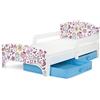 leomark letto per bambini in legno 140x70 cm, SMART lettino con cassetto, materasso e telaio, stampa colorata GATTI ROSA, mobili per bambini, attrezzatura stanza per bambino