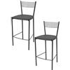 t m c s Tommychairs - Set 2 sgabelli alti modello Elegance per cucina e bar, struttura in acciaio verniciata colore grigio scuro e seduta imbottita e rivestita in pelle artificiale colore grigio scuro