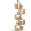 COSTWAY Libreria a 5 Cubi Forma di S, Libreria Bassa Scaffale in Bamboo, Libreria Design Moderna Salvaspazio Piccola da Terra, per Soggiorno, Studio e Ufficio, 61 x 23 x 166 cm, Naturale (5 Livelli)
