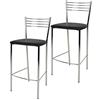t m c s Tommychairs - Set 2 sgabelli alti modello Elena per cucina e bar, struttura in acciaio cromato e seduta imbottita e rivestita in pelle artificiale colore nero