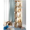 KINDAHOLZ Libreria girevole a 360 gradi per bambini - Libreria rotante in legno di faggio con 5 ripiani regolabili 150x30x30 cm - Ripiano girevole, scaffale girevole verticale