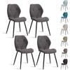 GrandCA HOME Set di 4 Sedie da Pranzo, Sedie da Pranzo Imbottite, Sedie da Cucina Nordiche con Gambe in Metallo, Cuscini in Tessuto a Rombi,Grigio scuro-R