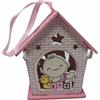 Digiglio Bomboniere Bomboniera Nascita Set 12 Pezzi Scatolina Portaconfetti Casetta Legno Rosa con Bimba e Paperella Baby Battesimo