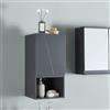 [en.casa] Armadietto Pensile da Bagno in MDF 60x30x30 cm con Anta Decorativa e Scomparto Aperto Mobile Sospeso da Parete - Grigio