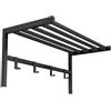 Miroytengo Appendiabiti da parete, per camera da letto, 4 ganci e mensola in metallo, colore nero, 69 x 33 x 34 cm