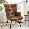 Ckaff Poltrona Salotto, Poltrona Imbottita Scandinava Poltrone Camera da Letto con Braccioli Poltrone Relax in Finta Pelle con Schienale Alto per Camera da Letto Soggiorno, Marrone