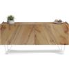 Mobili Fiver, Madia-Buffet 4 ante Emma con gambe bianche, Rovere Rustico, 168 cmx45 cmx76.6 cm, Nobilitato/Ferro, Credenza Soggiorno Moderna, Made in Italy