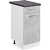 Vicco Mobiletto base per cucina R-Line, Calcestruzzo, 40 cm, PL Antracite, per la libera combinazione all'interno di sistemi cucina modulari