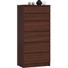 AKORD Cassettiera K60 con 6 Cassetti | Credenza Alta | Moderna Mobiletto per Soggiorno Sala da Pranzo Camera da Letto Corridoio Bagno | Armadio Cameretta | 60x130x40 cm, 43kg | Wengé