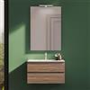Parama Mobile Da Bagno Sospeso Mod. Yili Con Lavabo In Ceramica Profondità 46cm Specchio Filolucido Incluso (90cm, Rovere scuro)