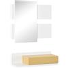 HOMCOM Set di Mobili da Ingresso con Specchio e Cassetto, Arredamento Moderno in Legno con Specchiera 40x70cm, Fissaggio a Muro