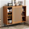 NNJN Credenza da cucina, cassettiera con 2 ante scorrevoli e ripiano regolabile, stile rustico per soggiorno, sala da pranzo (100 x 37 x 90 cm), WF317667