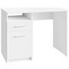 MATKAM Scrivania Bodo DSP H 75 x L 100 x P 50 cm, piano in laminato, cassetto con guida in metallo su rotelle, ripiano con anta, cerniere in metallo, maniglie satinate (bianco)