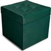 MG Design Pouf contenitore imbottito 45 × 45 cm Verde scuro - capacità ca. 50 L, fino a 300 kg, seduta morbida, struttura solida, già montato e facile da pulire