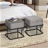 [en.casa] Set 2 Pouf 2in1 Reversibili Impilabili Seduta Imbottita e Piano Rigido in MDF Telaio in Metallo Tavolino Poggiapiedi Sgabello Rettangolari 38x38x38 cm Grigio Chiaro