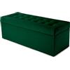 MG Design Pouf contenitore imbottito Verde - capacità ca. 140 L, fino a 300 kg, superficie morbida con leggero riflesso, struttura in legno massiccio, già montato e facile da pulire