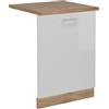 Vicco Pannello frontale R-Line, Bianco lucido, 60 cm, PL Rovere, per la libera combinazione all'interno di sistemi cucina modulari