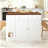 Merax Isola da cucina con piano di lavoro pieghevole, armadio da cucina con 3 cassetti e 2 ante con portaspezie e stoccaggio a 2 strati sul lato, area per animali domestici con porta per gatti, 120 x
