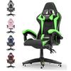 bigzzia Sedia Gaming,Sedia Ufficio Ergonomica con Supporto Lombare Sedia da Gioco in Pelle Pu con Altezza Regolabile (Nessun RGB, Verde)