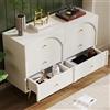 Goeria Cassettiera con 6 cassetti, bianco crema, per camera da letto e tutti gli spazi abitativi (120 x 40 x 85 cm)
