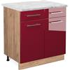 Vicco Mobiletto base per cucina Fame-Line, Bordeaux lucido, 80 cm, PL Marmo, per la combinazione con altri moduli della serie Fame-Line