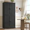 HOCSOK Credenza Cucina Alta, Mobile Dispensa Cucina con 4 Ante, 180x80x40 cm, Mobile Armadio Per Soggiorno, Sala da Pranzo, Camera da Letto, Nero