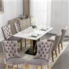 FINTHOMING Sedie Cucina Set da 6, Set da 6 Sedie sala da Pranzo con Schienale Alto in Velluto, Sedia Imbottita Morbida con Gambe in Acciaio Inossidabile Dorato, decorazione con borchie, portata massima 130 kg