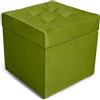MG Design Pouf contenitore imbottito 45 × 45 cm Verde - capacità ca. 50 L, fino a 300 kg, seduta morbida, struttura solida, già montato e facile da pulire
