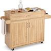 GYMAX Carrello Portata da Cucina, Armadietto a 2 Livelli, Ripiano Interno Regolabile, Credenze Mobili con Ruote, Ante Doppio, Cassetto, Portaposate, Portasciugamani, 116x40x85 cm, 5 Colori