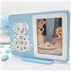 Ingrosso e Risparmio Orologio con Cornice Foto incorporata Celeste in Legno con Cagnolino Bianco Carica dei 101- bomboniere Battesimo Bambino