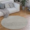 Paco Home Tappeto Salotto Pelo Corto Rotondo Moderno Morbido Lavabile Monocolore, Dimensione:80 cm tondo, Colore:Argento