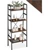 tectake® Scaffale a Scala in Stile Industriale, Quattro Ripiani, Scaffale Salvaspazio Struttura in acciaio, Libreria da parete per Soggiorno, Mobile Ingresso - Industrial Dark - 57,5 x 35,5 x 139 cm