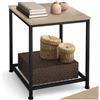 tectake® Tavolino Salotto 45,5x45,5x55,5cm, Tavolino da Divano o Comodino Stretto, 2 Ripiani, 1 in Rete, Ideale Soggiorno, Casa, Ufficio per Libri, Lampade, PC, Bevande - Legno Industriale Chiaro