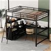 Zravenna Letto a soppalco 140 x 200 cm con scrivania, mensola, armadio con cassetti, culla con scala, letto in metallo, colore nero
