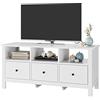 FOREHILL Mobile TV con 3 Cassetti,Mobiletto Basso per TV in MDF Bianco,Tavolino Mobile Porta TV con 3 Scomparti Aperti,Tavolo TV Moderno adatto a Soggiorno Ufficio 108x40x50cm