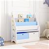 [en.casa] Scaffale per Cameretta con Contenitori a Scaletta per Libri e Scatole Pieghevoli Porta Giochi - Mobile a Misura di Bimbi in Design Koala - Blu/Bianco