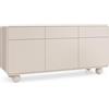 3E 3xE living.com Credenza in cashmere con tre ante e tre cassetti - Design moderno, gambe a sfera, 160 x 75 x 39 cm
