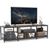 KOMFOTTEU Mobile TV per TV fino a 65, Panca TV con 5 ripiani aperti, Tavolo TV con gambe regolabili, telaio in metallo, stile vintage, 150 x 40 x 45 cm, per soggiorno, camera da letto, ingresso