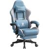Dowinx Sedia Gaming, Sedia da Ufficio in Tessuto con Cuscino a Molle, Sedia Gamer Regolabile in Tessuto con Supporto per Testa, Sedia Ergonomica da Ufficio con Poggiapiedi (bleu)