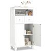 COSTWAY Mobile per Bagno, Armadietto Moderno Salvaspazio con Ante, Ripiani, Cassetti e Piedi in Legno di Pino Massiccio, Mobiletto per Soggiorno, Corridoio e Ingresso, 56 x 30 x 108 cm (Bianco)