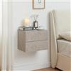 [en.casa] Comodino da Parete con 2 Cassetti 40 x 29 x 30 cm Cassettiera Pensile Portaoggetti da Muro - Effetto Cemento Chiaro