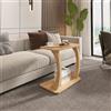 [en.casa] Tavolino Laterale a Forma di C con Rotelle Tavolo Basso da Divano Poltrona per Soggiorno Salotto Camera da Letto 59 x 35 x 56 cm - Effetto Legno